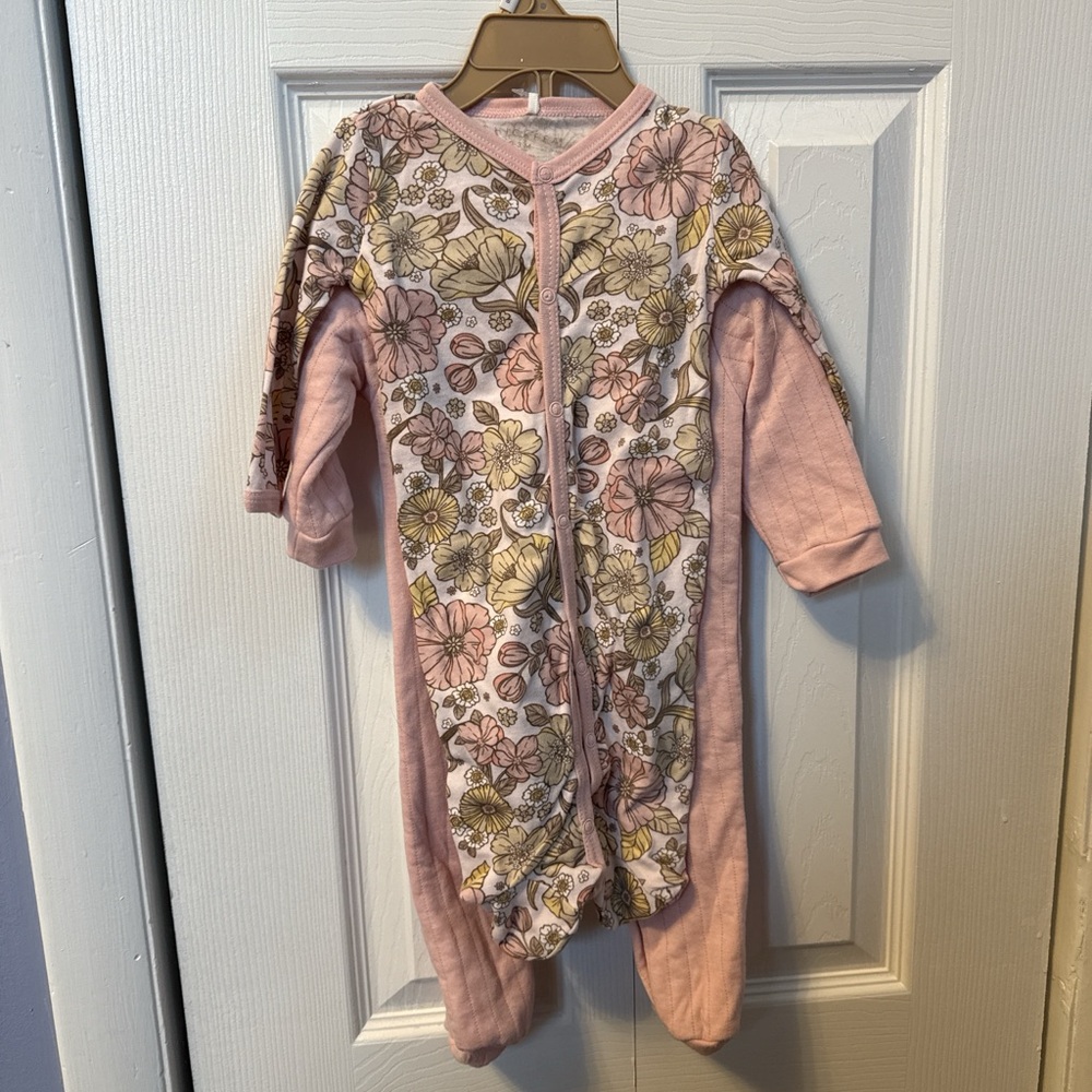Chick Pea Floral Pink and Yellow Footie